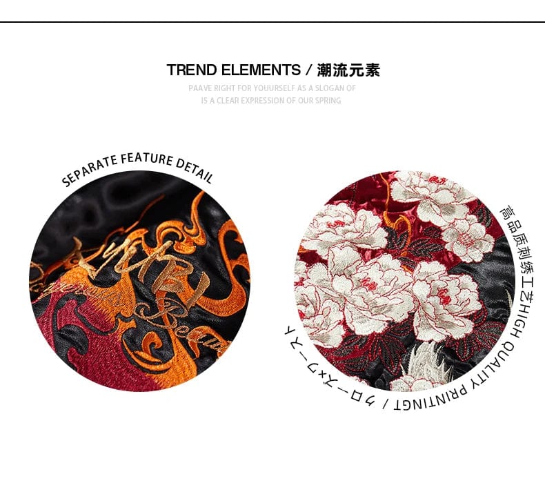 Hyper-premiums embroidery kitsune masked geisha sukajan