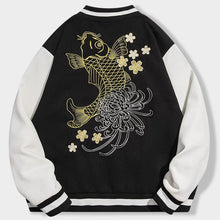Load image into Gallery viewer, Golden carp embroidery baseball jacket