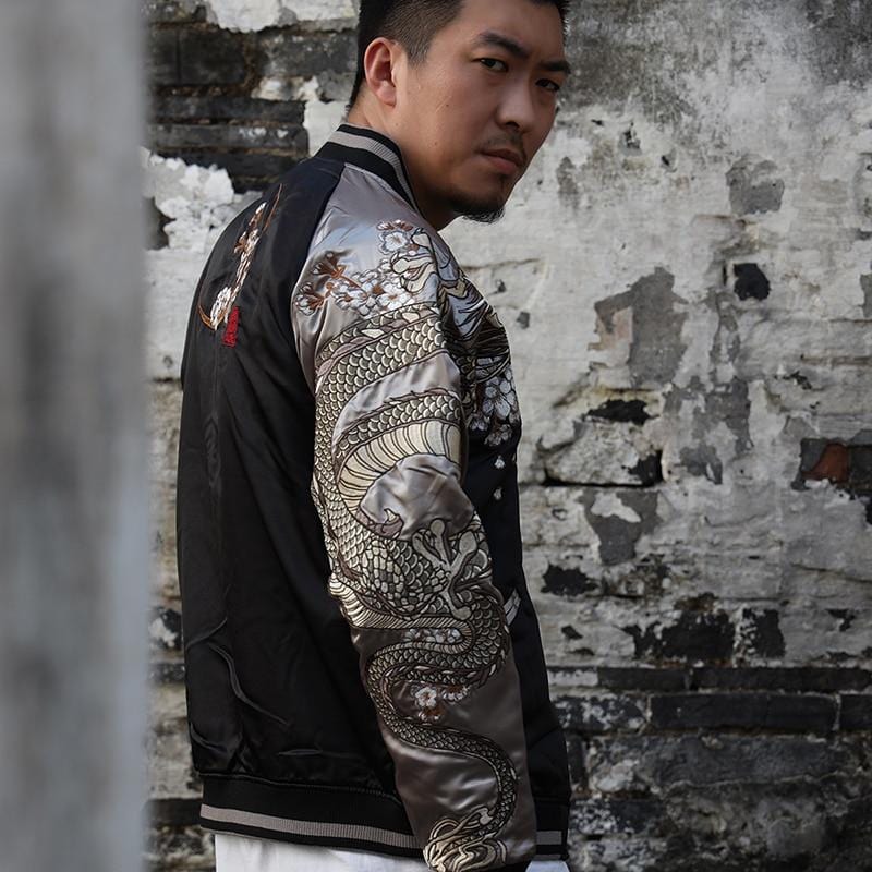 Hyper premium twin dragon embroidery sukajan jacket – High Street 