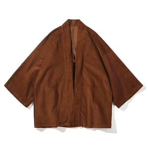 Solid basic corduroy kimono