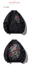 Load image into Gallery viewer, Dragon flame embroidery bomber jacket