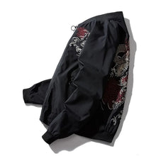Load image into Gallery viewer, Dragon flame embroidery bomber jacket
