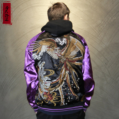 Hyper Premium embroidery carp vs phoenix sakura sukajan jacket