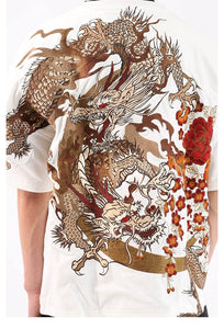 Hyper Premium embroidery golden dragon T-shirt