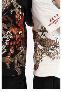 Hyper Premium embroidery golden dragon T-shirt