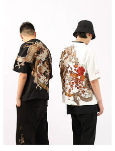 Hyper Premium embroidery golden dragon T-shirt