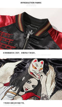 Load image into Gallery viewer, Hyper-premiums embroidery kitsune masked geisha sukajan jacket