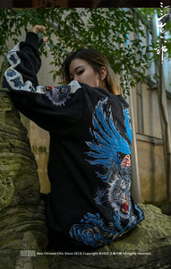 Hyper Premium embroidery blue flamed tiger sweatshirt