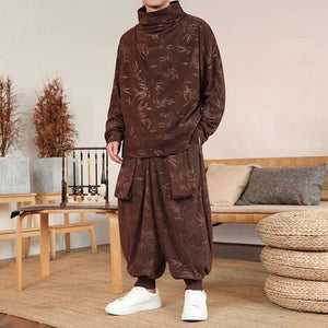 "fúman" two piece sweater and harem pants set