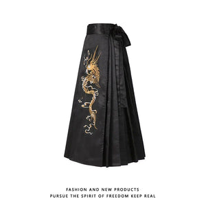 Embroidery golden dragon horse face skirt
