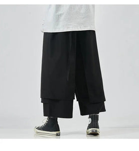 Solid baggy layered harem pants