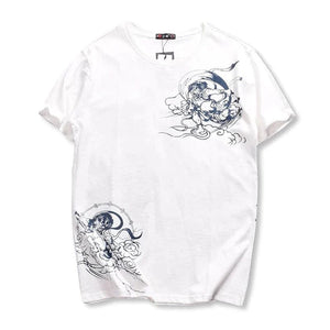 Embroidery Japanese ogre carp T-shirt