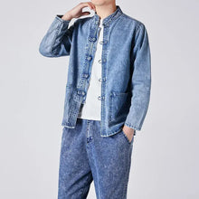 Load image into Gallery viewer, "Qīngkǎi" premium denim Tang jacket