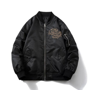 Elegant beast embroidery bomber jacket