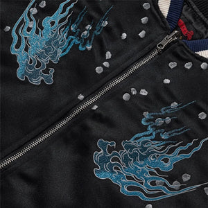 Premium white tiger sukajan baseball style jacket