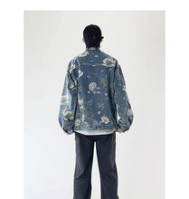 Load image into Gallery viewer, Floral flower design denim jacket