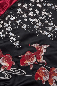 Premium embroidery gold fish sakura sukajan jacket