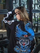Load image into Gallery viewer, Hyper Premium embroidery blue flamed tiger sweatshirt