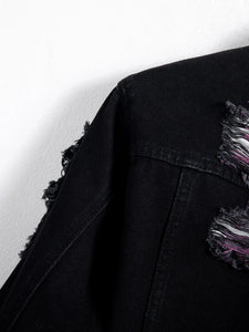 Vintage distressed ripped paint splash denim jacket
