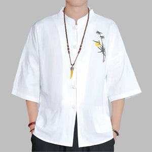 Light breathable embroidery bamboo design shirt