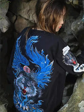 Load image into Gallery viewer, Hyper Premium embroidery blue flamed tiger sweatshirt