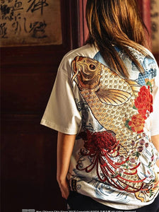 Hyper Premium embroidery carp T-shirt