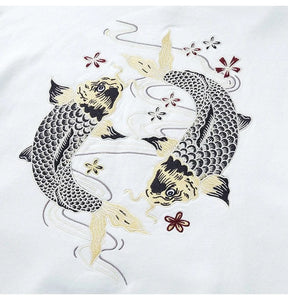 Embroidery circular carp hoodie / sweatshirt