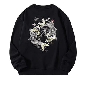 Embroidery circular carp hoodie / sweatshirt