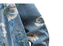 Load image into Gallery viewer, Floral flower design denim jacket