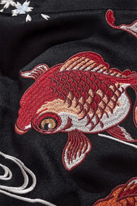 Premium embroidery gold fish sakura sukajan jacket