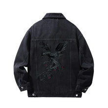 Load image into Gallery viewer, Dark phoenix embroidery denim jacket