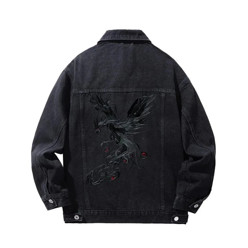 Dark phoenix embroidery denim jacket