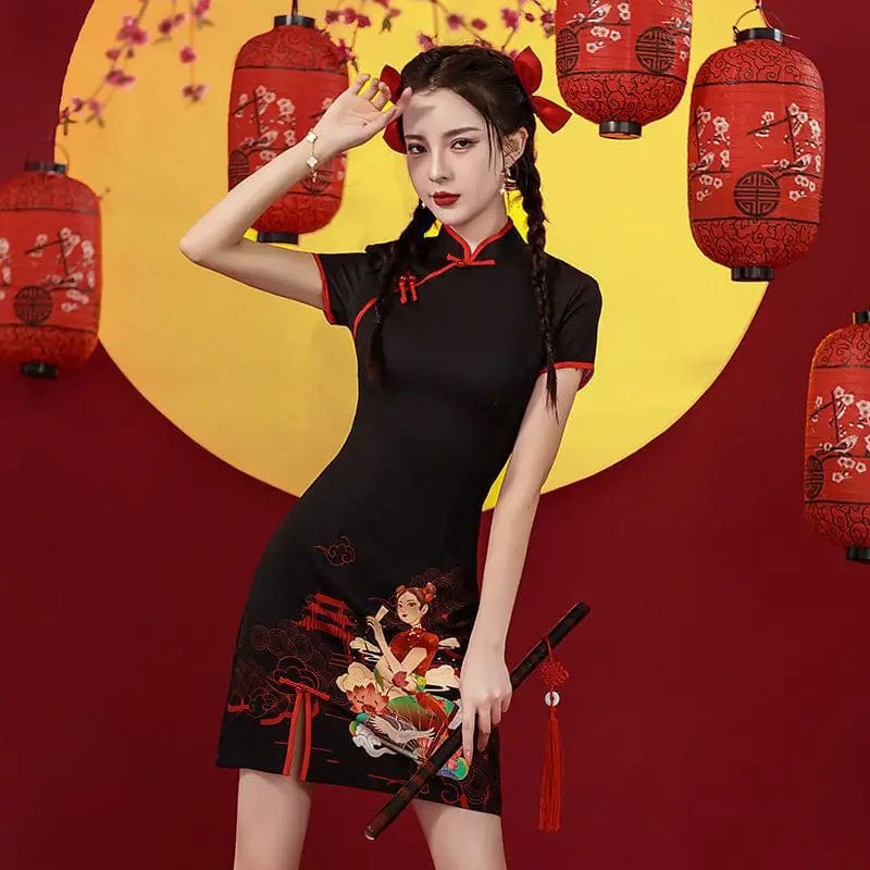 Midnight sky anime girl cheongsam qipao dress – High Street Beast