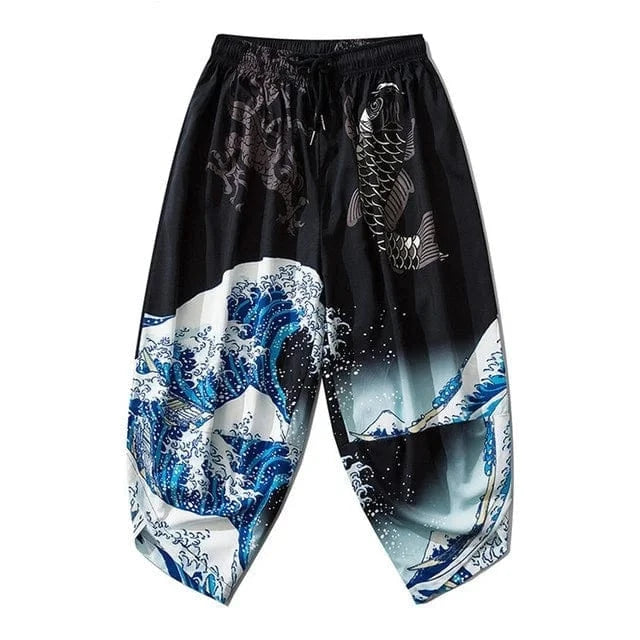Kanagawa tsunami wave harem pants