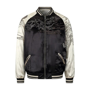 Hyper premium smoke dragon embroidery sukajan souvenir jacket