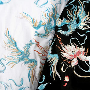 Embroidery dancing phoenix T-shirt