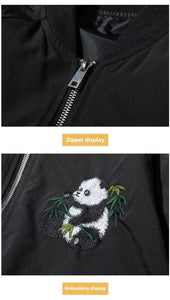 Embroidery bamboo panda bomber jacket