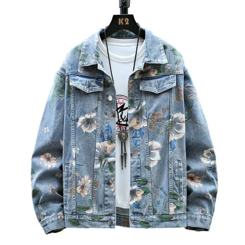 Floral flower design denim jacket