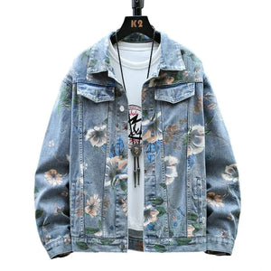 Floral flower design denim jacket
