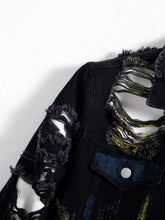 Load image into Gallery viewer, Vintage distressed ripped paint splash denim jacket