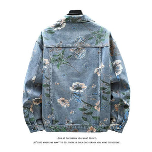 Floral flower design denim jacket