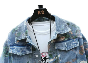 Floral flower design denim jacket