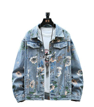 Load image into Gallery viewer, Floral flower design denim jacket