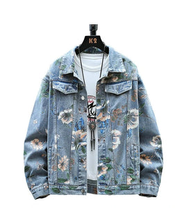 Floral flower design denim jacket