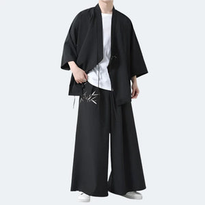 "iro" shirt + wide harem pants set