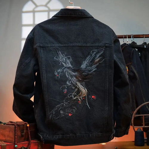 Dark phoenix embroidery denim jacket