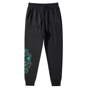 Jade dragon embroidery sweatpants