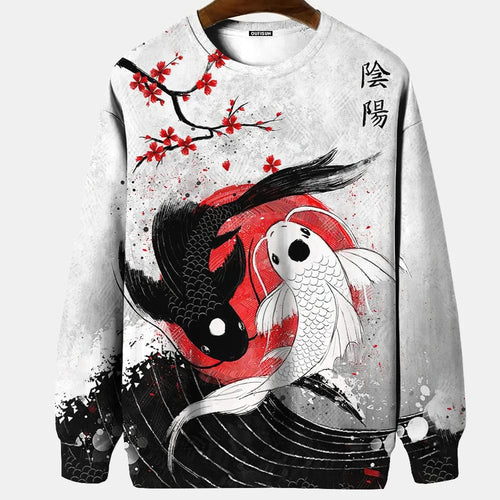 Koi wave Japanese themed graphics sweatshirt