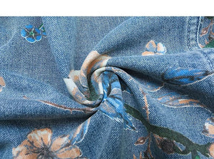 Floral flower design denim jacket