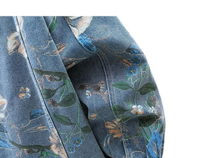 Floral flower design denim jacket
